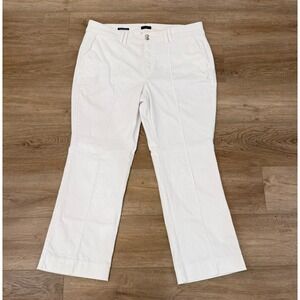 Talbots 18W Petite White High Waist‎ Flare Leg Pintuck Seam Jeans